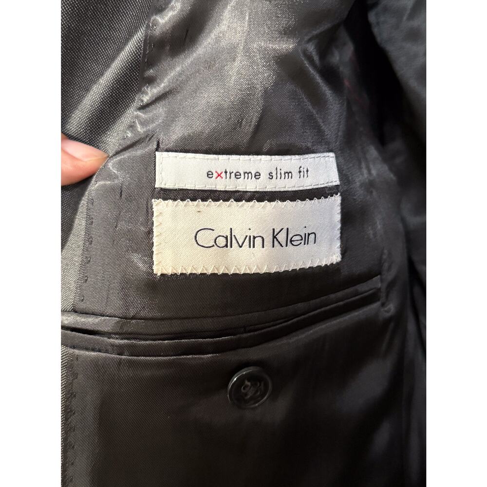 Calvin Klein 100% Wool Extreme Slim Fit Men’s Blazer Jacket 42L Charcoal Gray